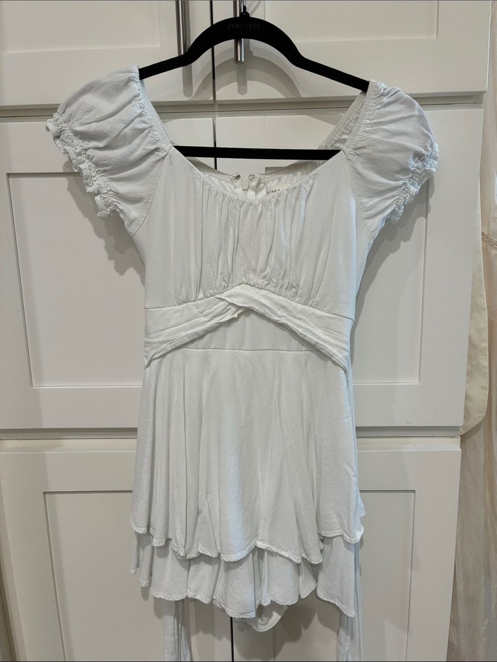 Altar’d State White Ruffled Empire Waist Tunic Top